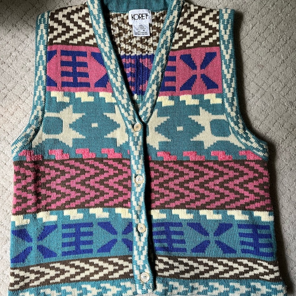 Koret vintage Multicolor Patterned Knit Vest